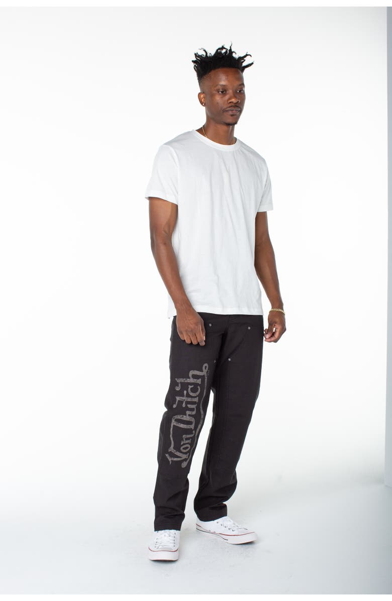 Von Dutch Double Front Straight Leg Carpenter Pants, Alternate, color, Black Soot