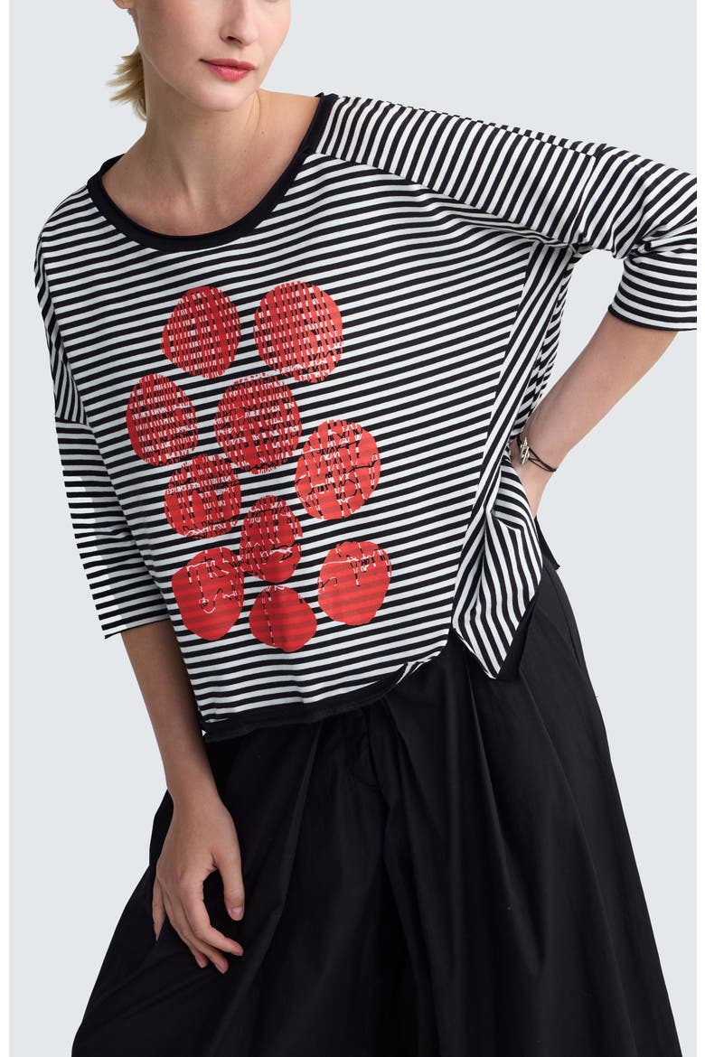 Tessa Striped Jersey Top, Alternate, color, Black Strip