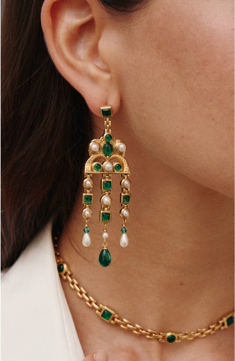 RC RETRO CHIC Byzantine Empire Green Earrings, Alternate, color,
