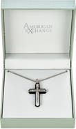 AMERICAN EXCHANGE Men's Crystal Studded Cross Pendant Necklace
