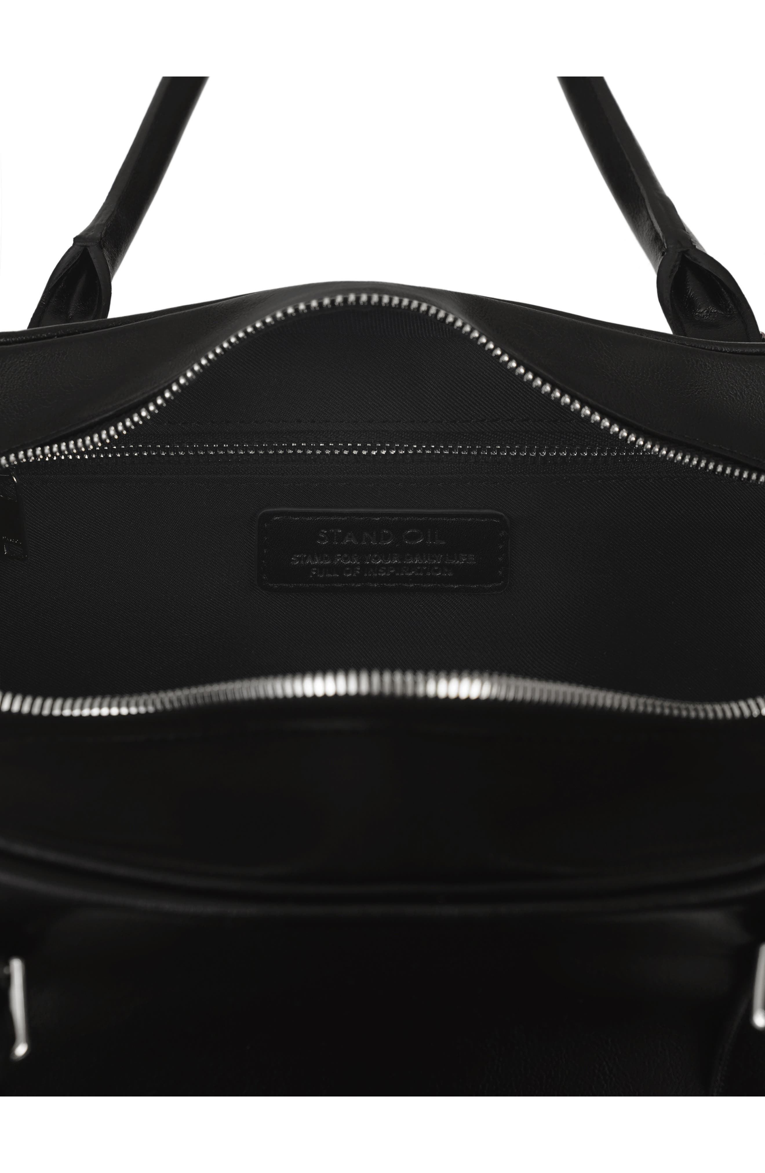 Stand Oil Faux Leather Square Bowling Bag, Alternate, color, Black