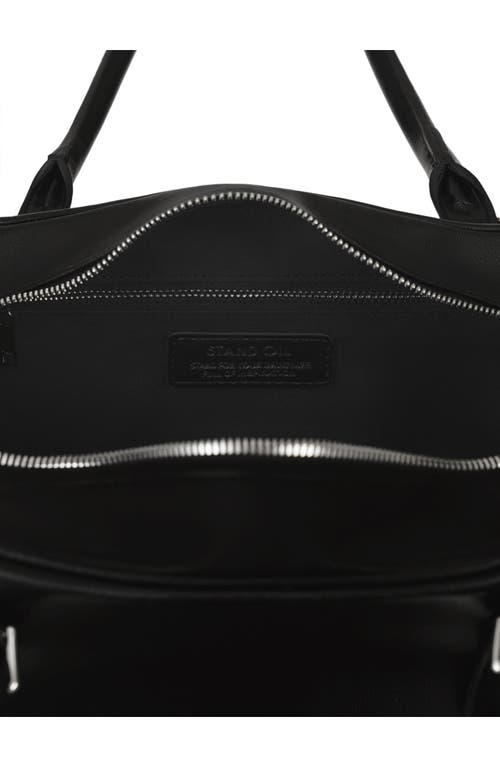 Stand Oil Faux Leather Square Bowling Bag In Black