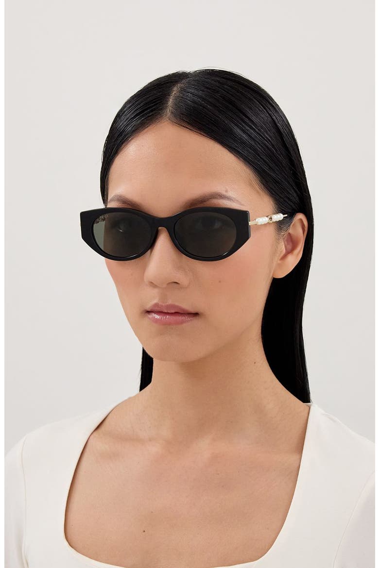 54mm Cat Eye Sunglasses, Alternate, color, BLACK