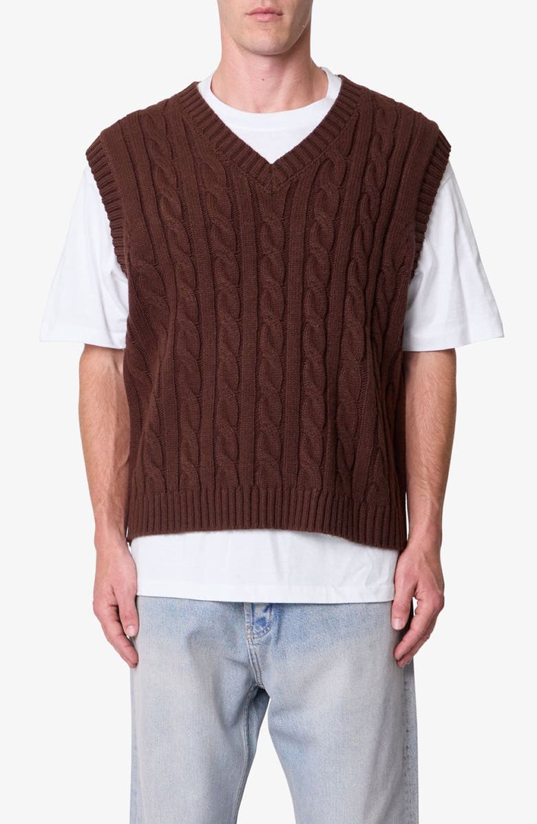 mnml Cotton Blend Cable Knit Vest, Main, color, 