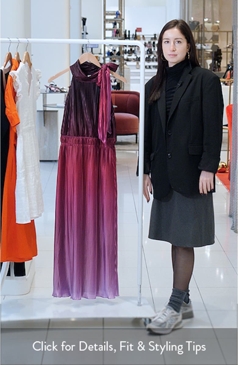 Pleated Tie Neck Midi Dress, sales video thumbnail