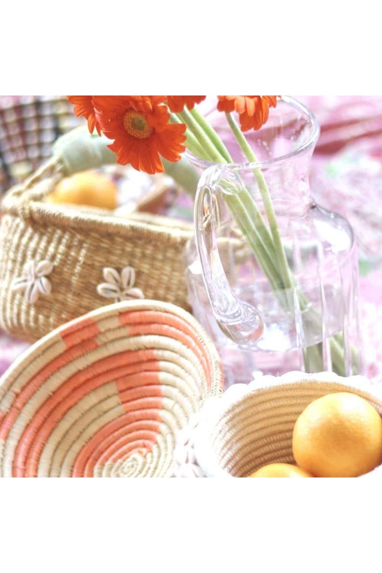Mini Plateau Basket Orange, Alternate, color, Hand-dyed sunflower motif