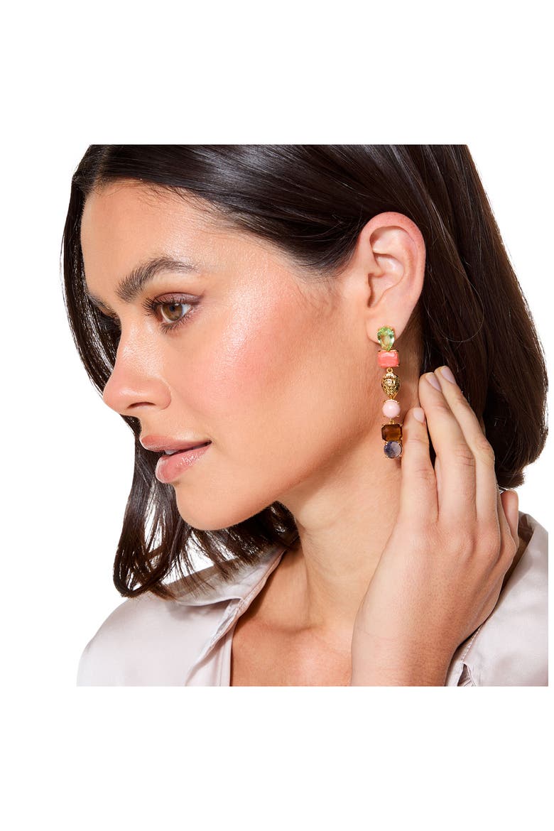 Mixed Crystal & Semiprecious Stone Linear Drop Earrings, Alternate, color, CRYSTAL MULTI