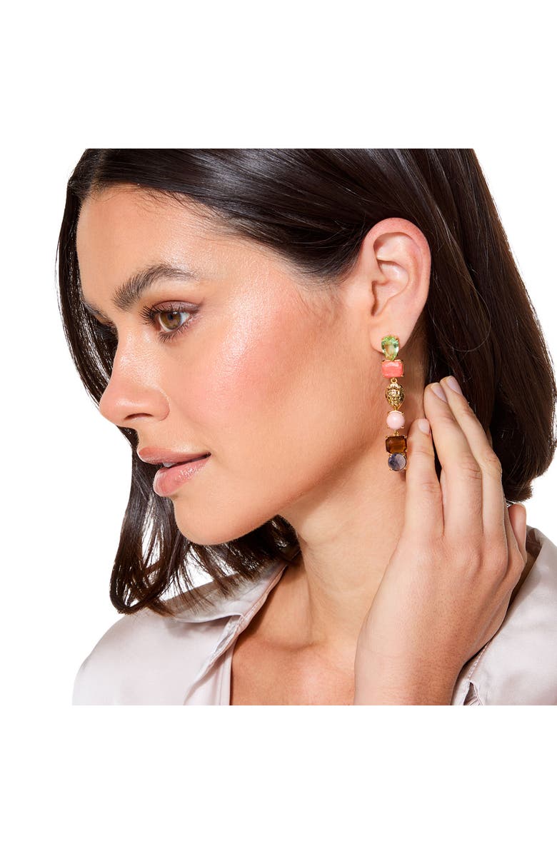 Kurt Geiger London Mixed Crystal & Semiprecious Stone Linear Drop Earrings, Alternate, color, Crystal Multi