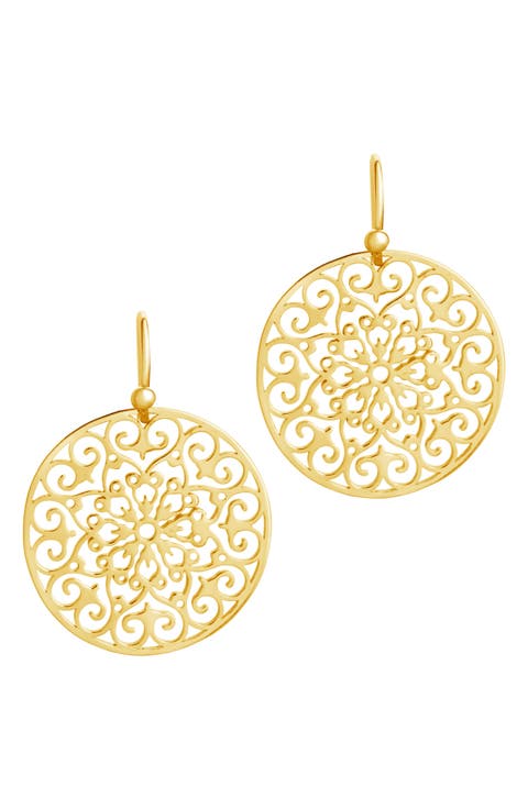 Round Filigree Drop Earrings