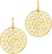 Sterling Forever Round Filigree Drop Earrings