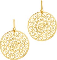 Sterling Forever Round Filigree Drop Earrings