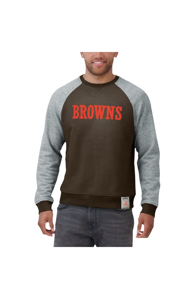 Darius Rucker Collection by Fanatics Men's Darius Rucker Collection by Fanatics Brown/Heather Gray Cleveland Browns Colorblock Pullover Sweatshirt, Alternate, color, Brown