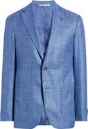 Jack Victor Morton Contemporary Fit Blue Slub Wool & Silk Blend Sport Coat