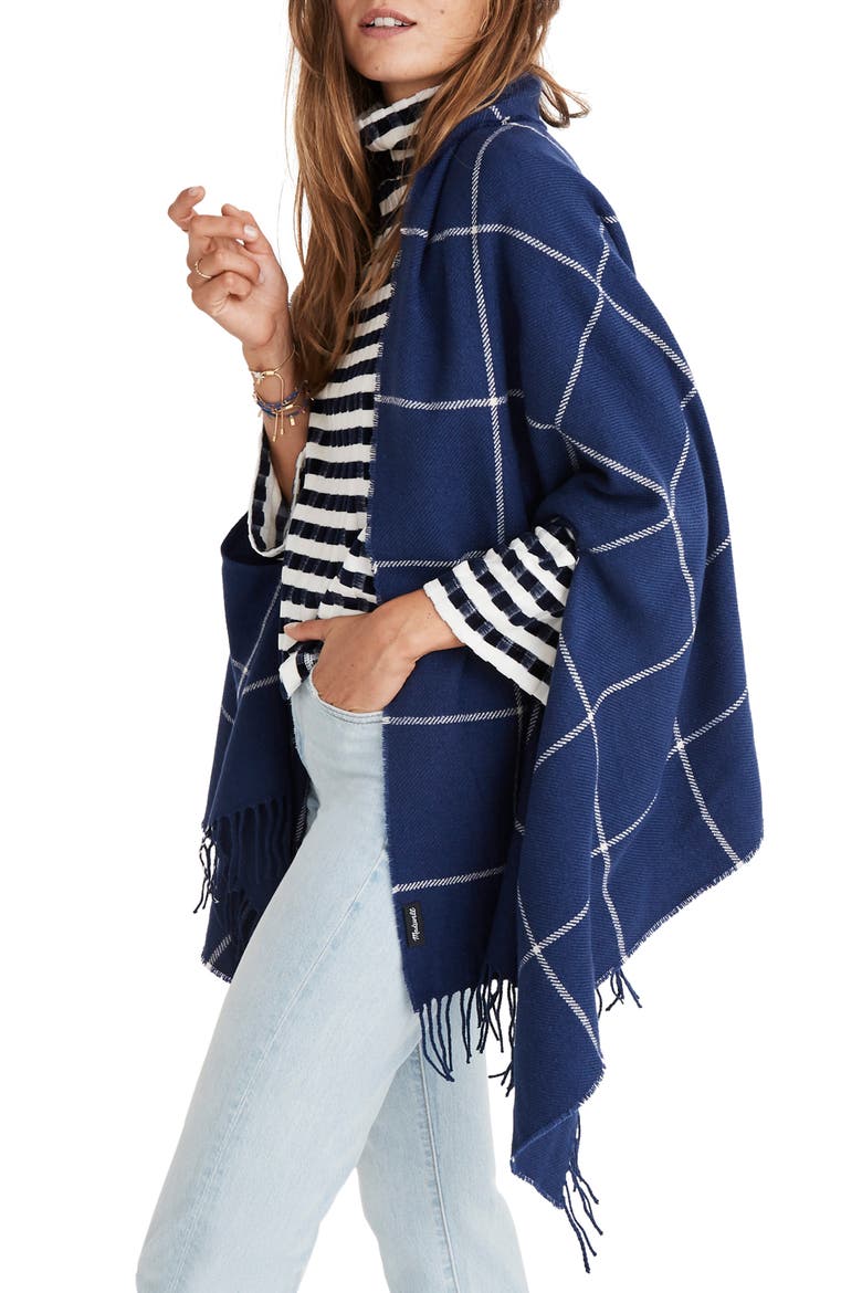 Windowpane Cape Scarf, Main, color, MOONLESS NIGHT MULTI