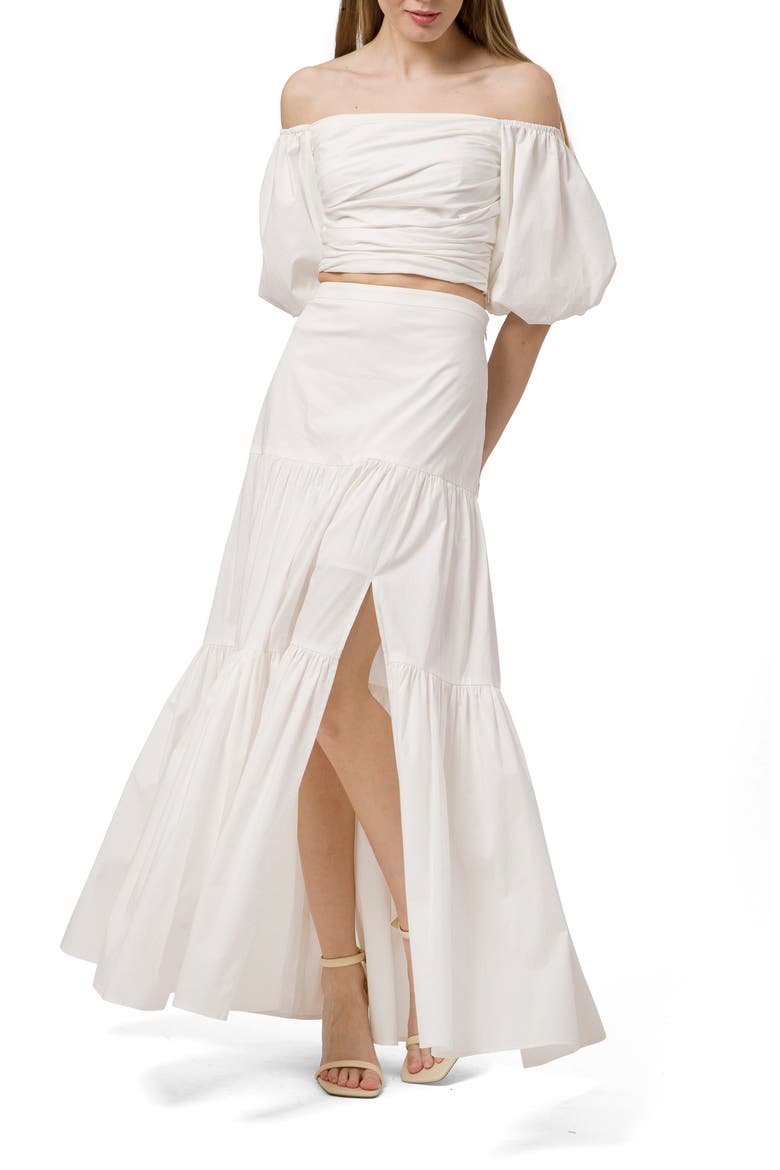 Tiered Maxi Skirt, Alternate, color, IVORY