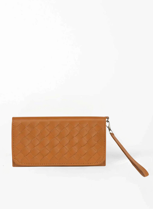Deux Mains Woven Wristlet Wallet In Orange