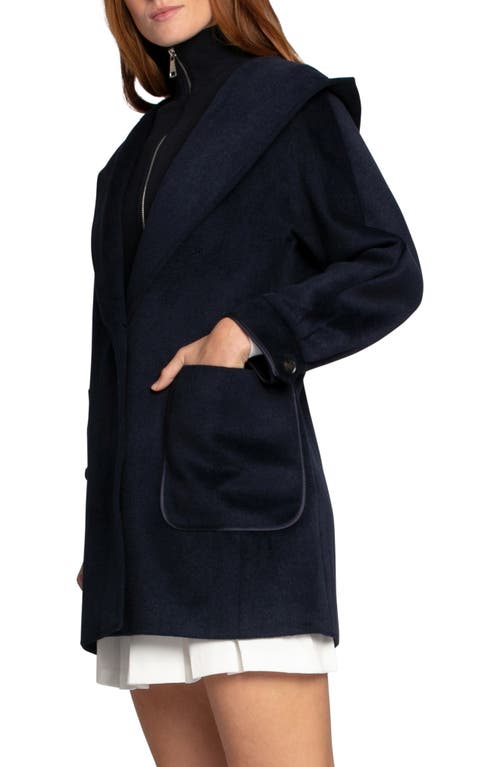 Belle & Bloom Next To You Coat With Rib Knit Bib In Blue