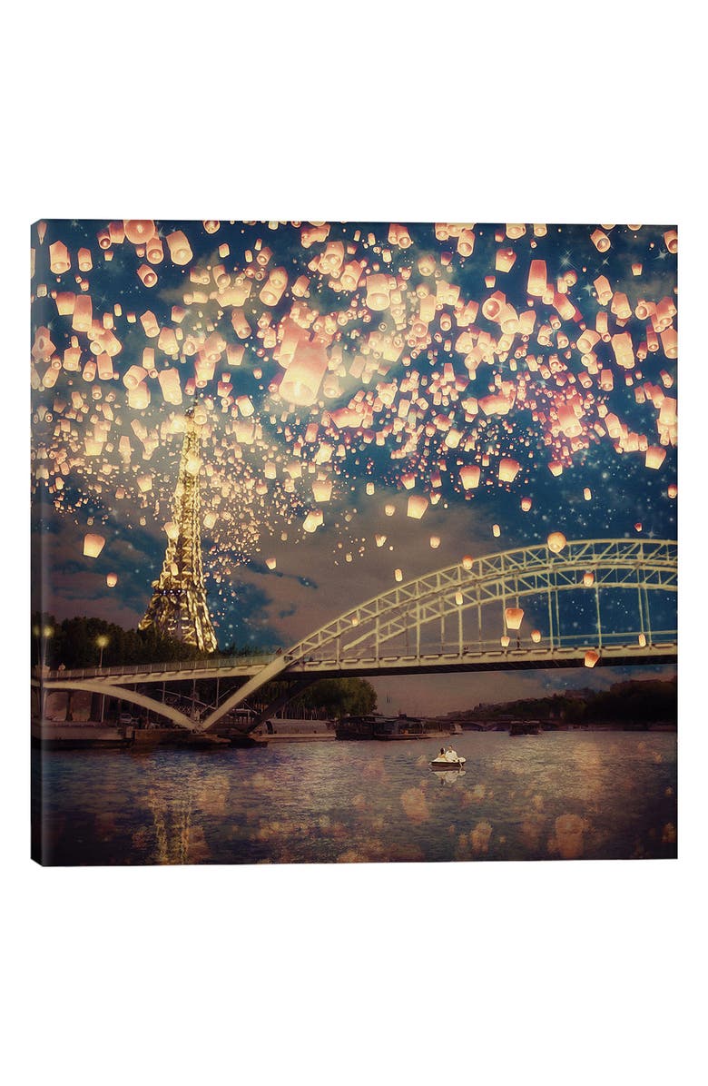 iCanvas Love Wish Lanterns over Paris Giclée Print Canvas Art, Main, color, 