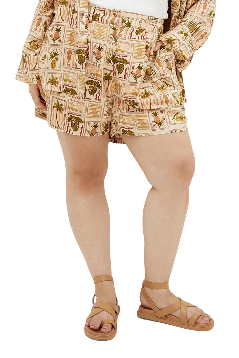 Bella Print Woven Shorts, Main, color, COOL TROPICS