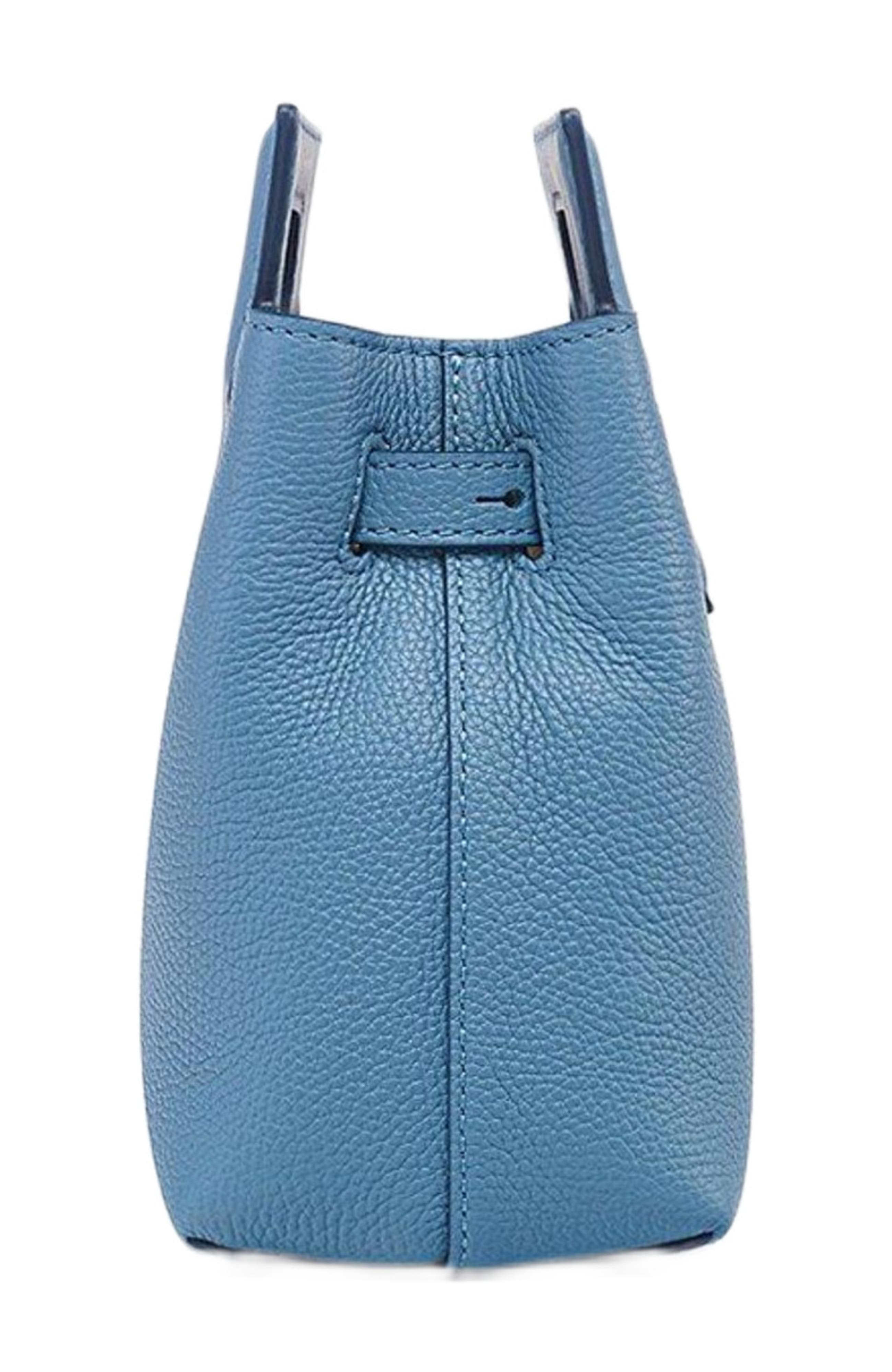 MCM Soft Diamond Tote in Embossed Leather, Alternate, color, Blue Heaven