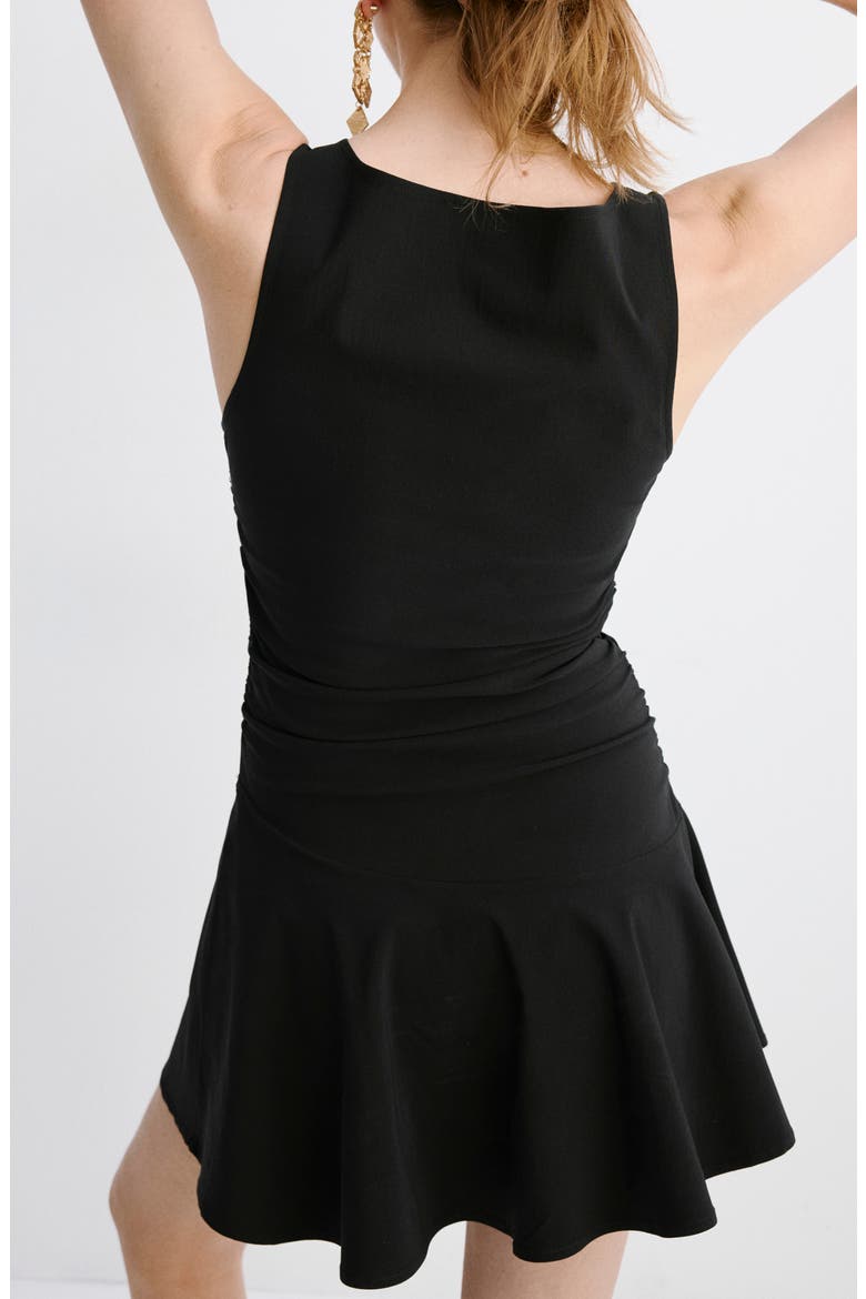 Sleeveless A-Line Minidress, Alternate, color, BLACK