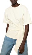 MANGO Side Tie Stretch Cotton T-Shirt