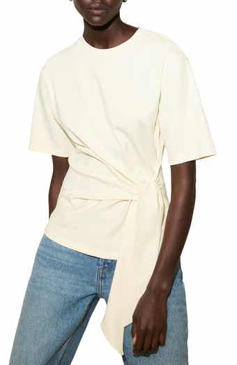 Side Tie Stretch Cotton T-Shirt