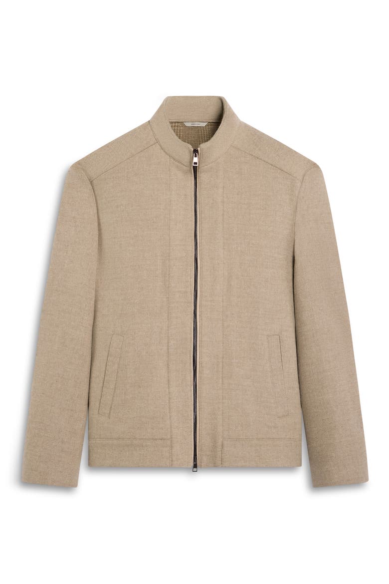 Wool Blend Mock Neck Zip Jacket, Alternate, color, CAMEL