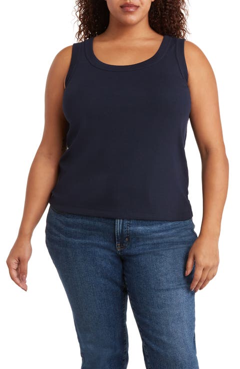 Perfect Rib Scoop Neck Knit Tank Top (Plus Size)