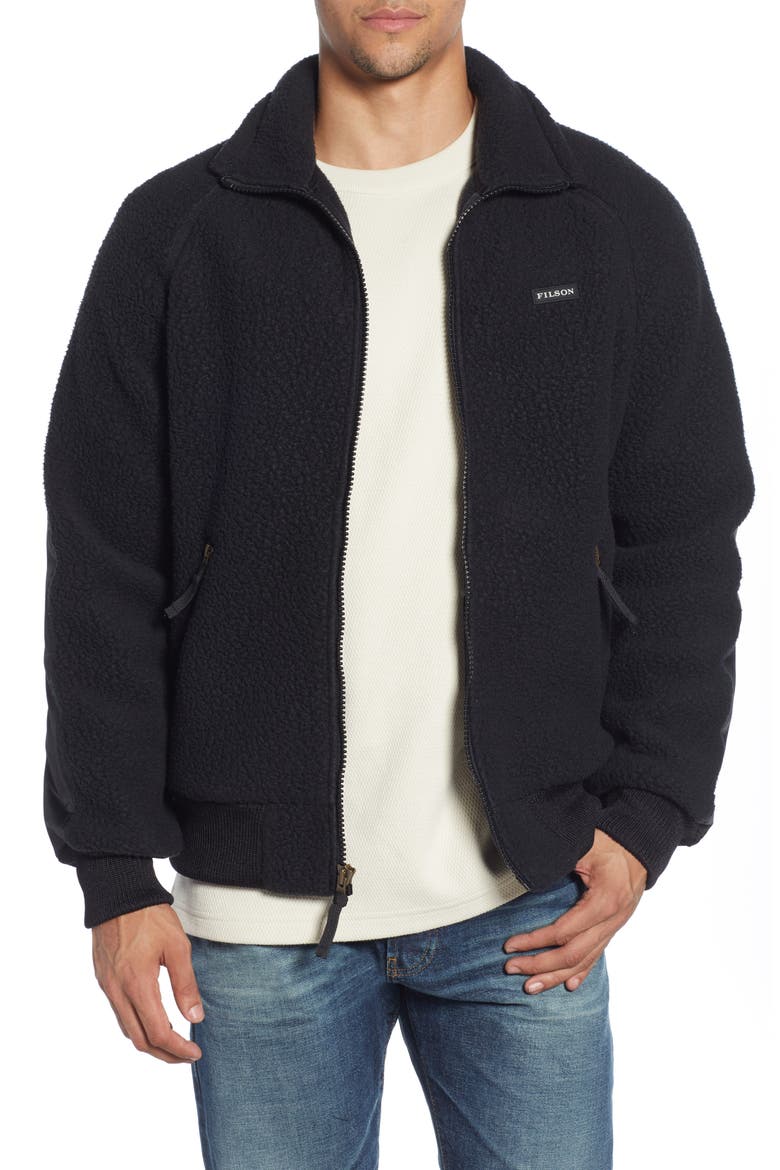 Regular Fit Fleece Jacket, Main, color, BLACK