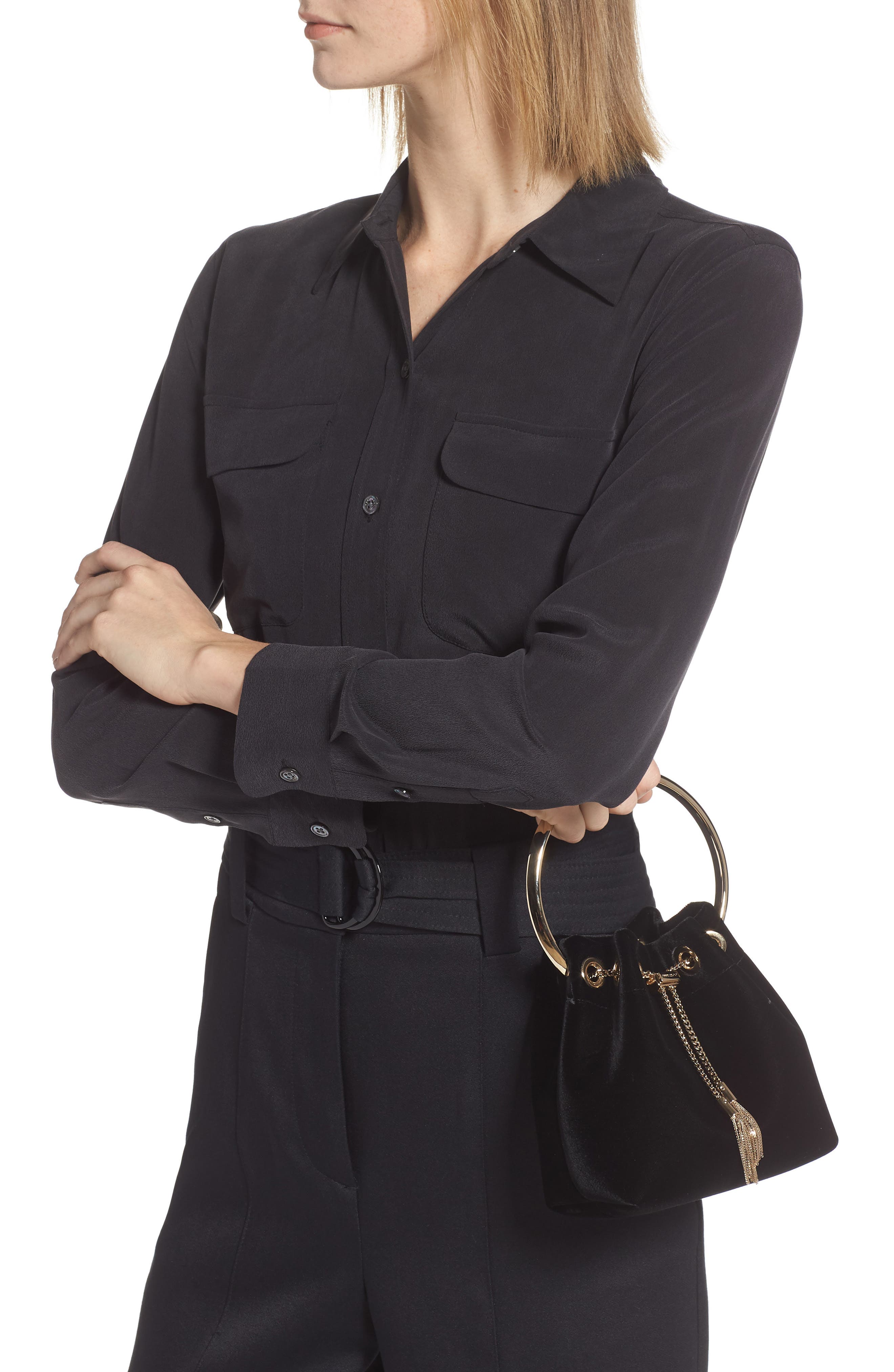 Jimmy Choo Bon Bon Bucket Bag, Alternate, color, Black