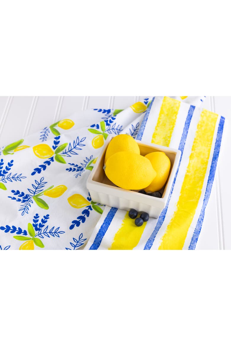 Ceramic Dish with Citrus Pattern Tea Towels Set of 3 Multicolored for Spring Serving and Entertaining, Alternate, color, Multicolored