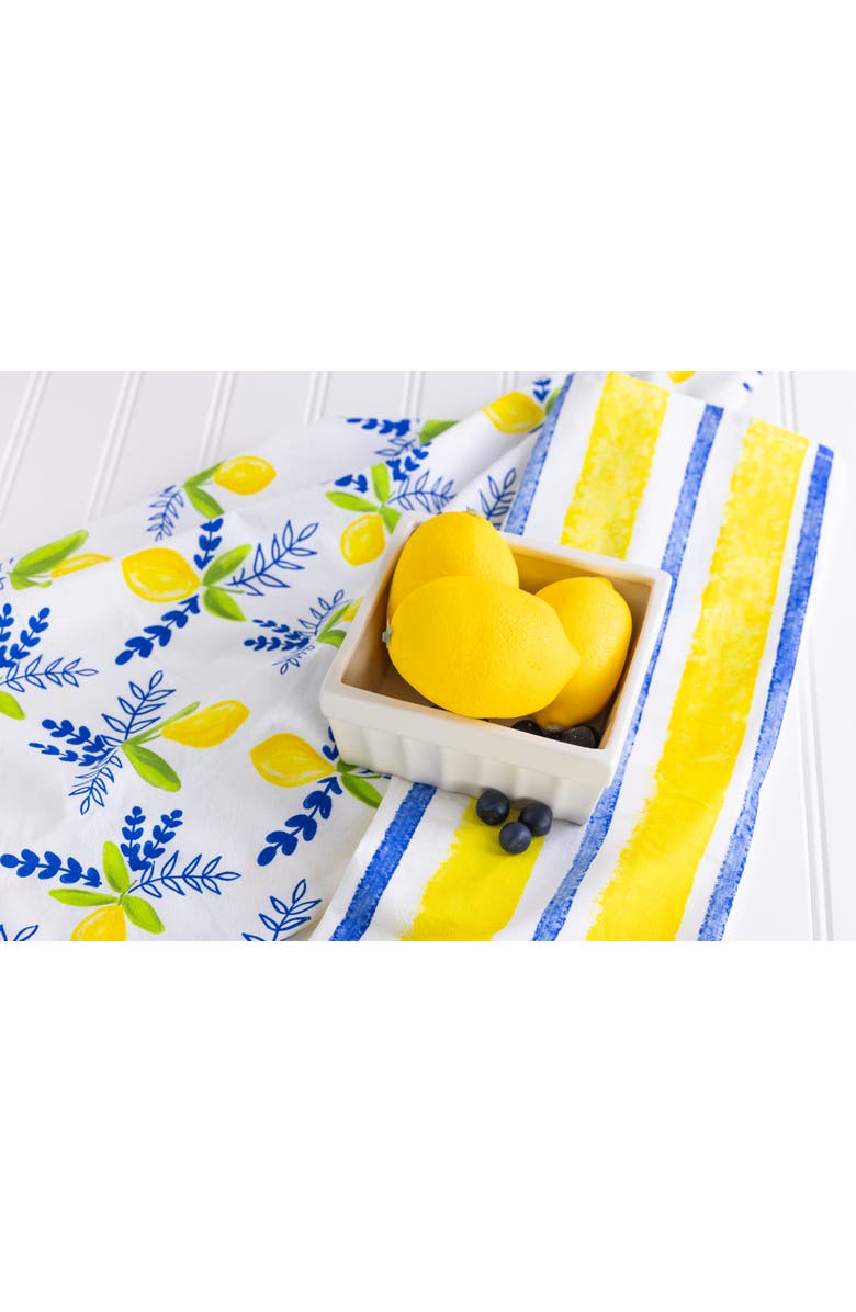 Transpac Ceramic Dish with Citrus Pattern Tea Towels Set of 3 Multicolored for Spring Serving and Entertaining, Alternate, color, Multicolored