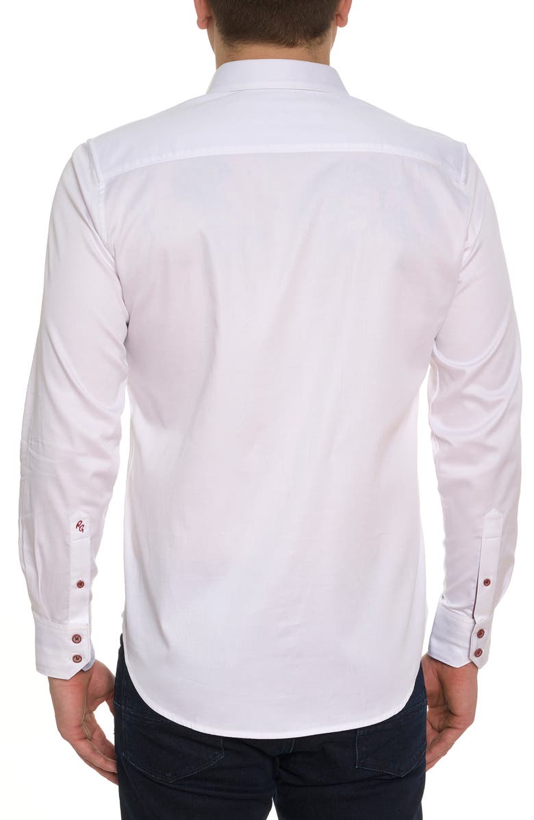 Robert Graham Bevande Embroidered Drink Print Stretch Cotton Button-Up Shirt, Alternate, color, 