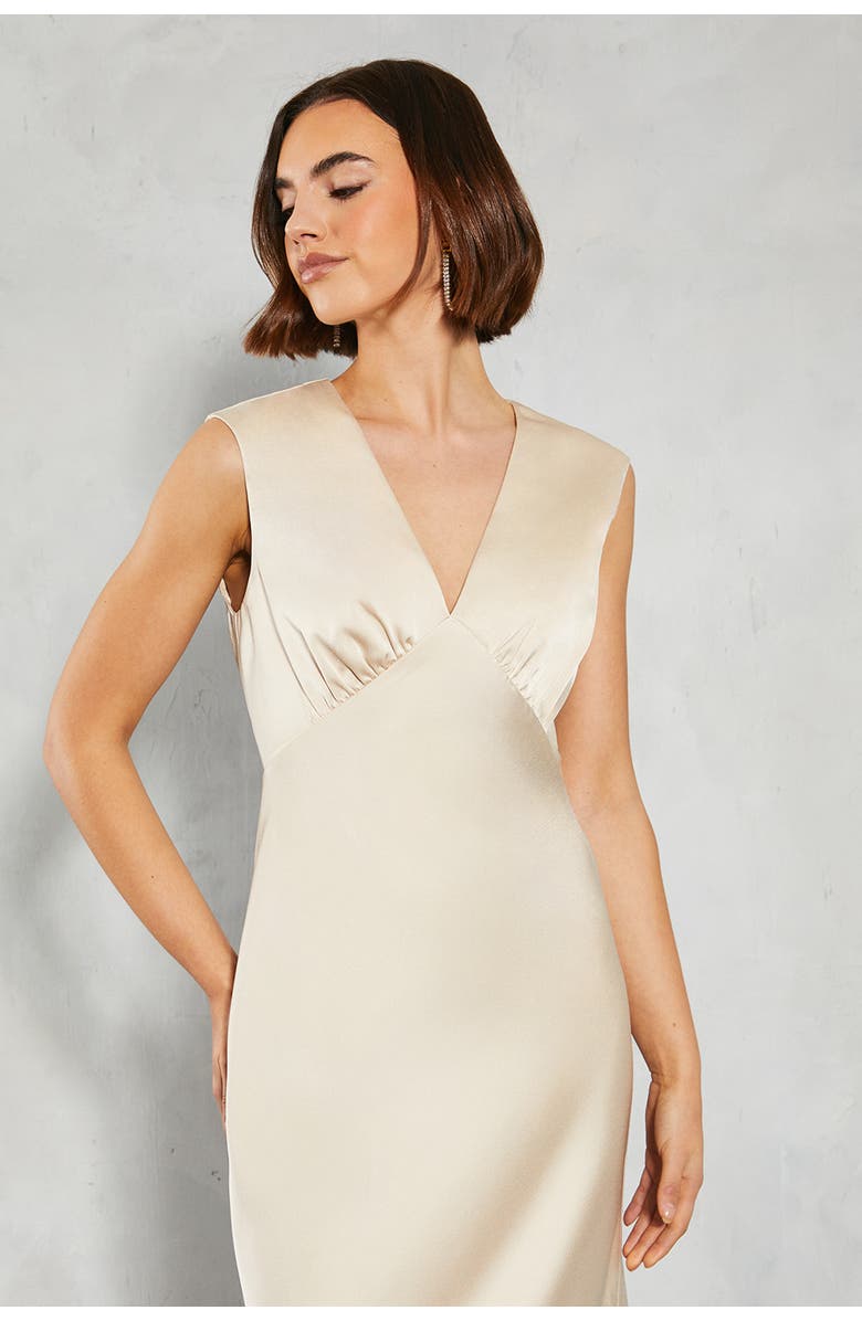 Oasis Satin Maxi Bridesmaid Dress, Alternate, color, Champagne