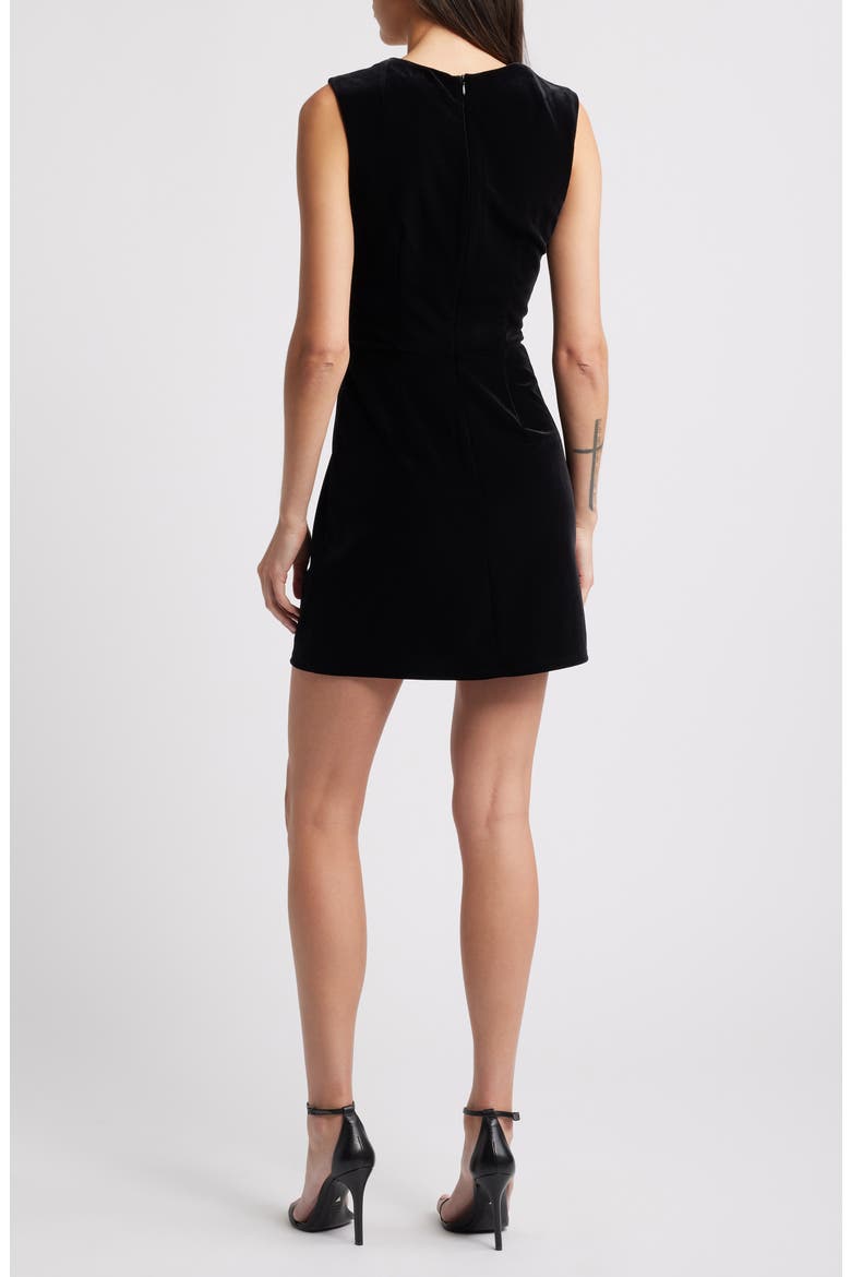 Square Neck Stretch Velvet Minidress, Alternate, color, BLACK