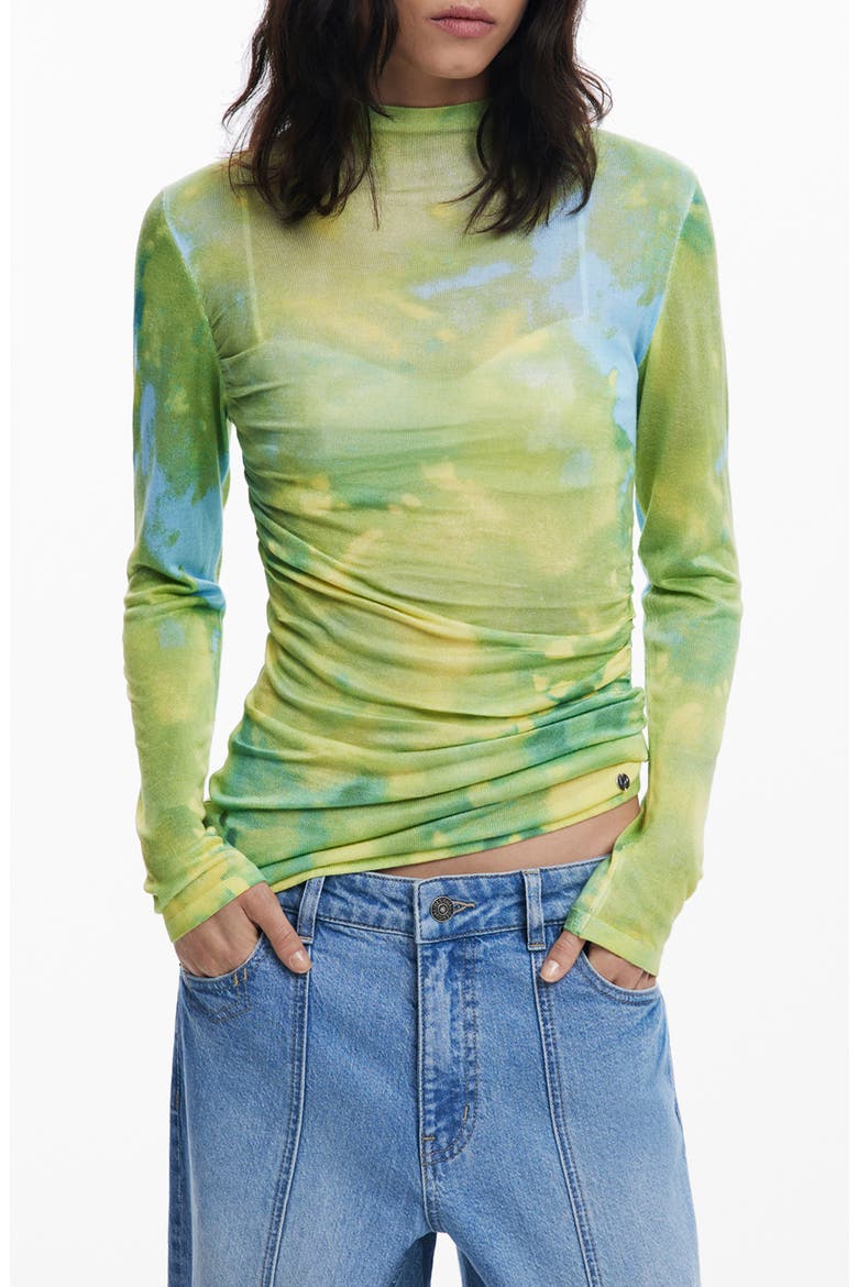 Mock Neck Sweater, Main, color, GREEN YELLOW