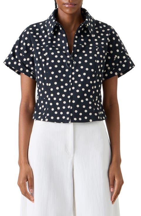 Polka Dot Jacquard Fitted Jacket
