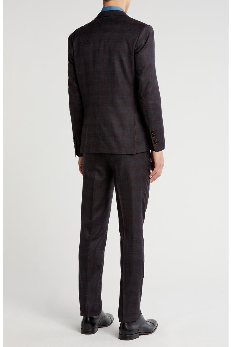 Slim Fit 3-Piece Tailored Check Suit, Alternate, color, BLACK