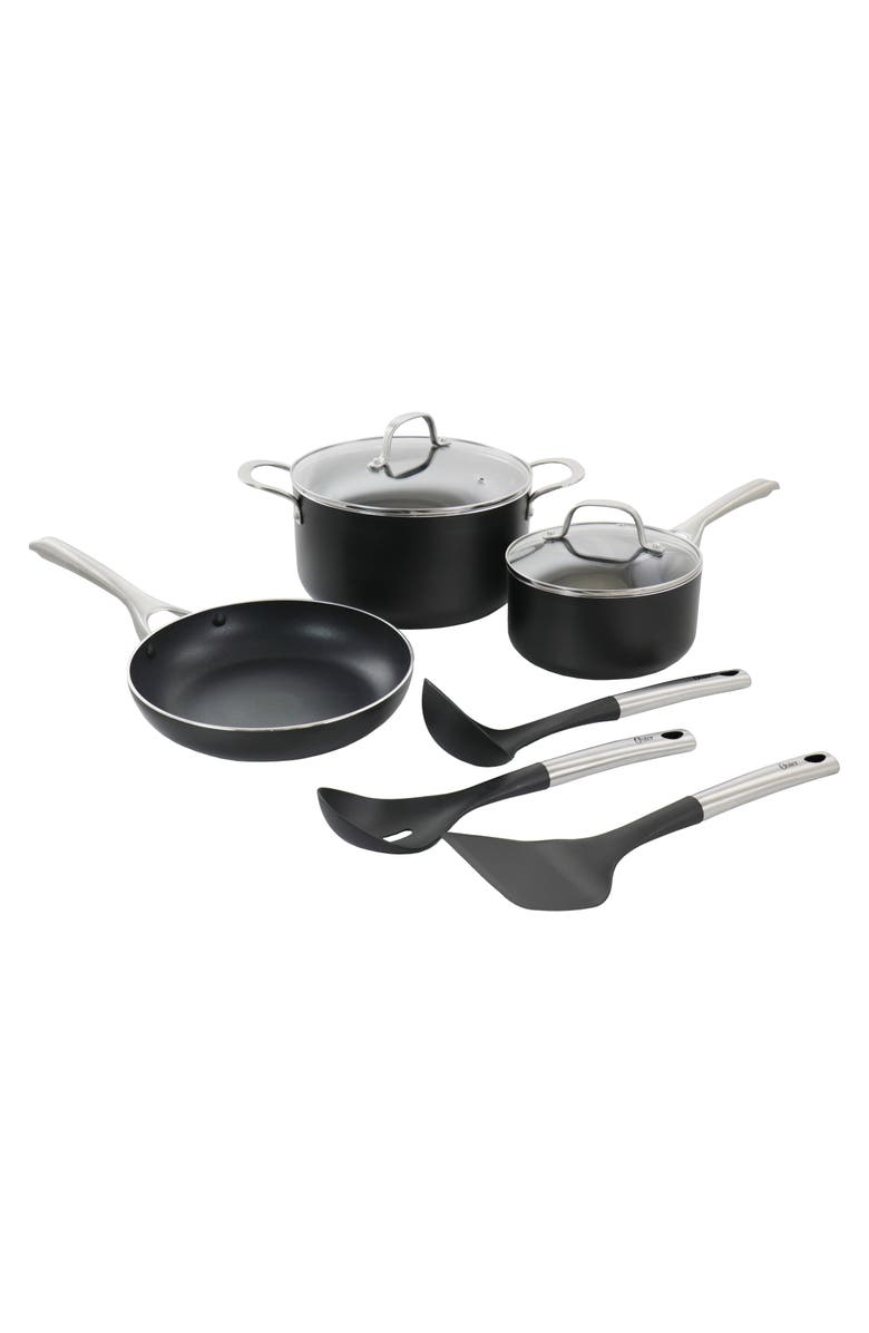 OSTER Palladium 8 Piece Aluminum Cookware Set, Main, color, Black