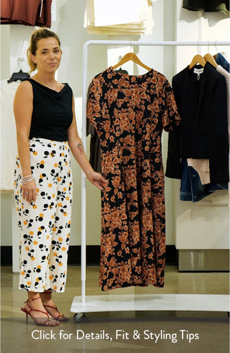 Floral Short Sleeve Ponte Midi Dress, sales video thumbnail