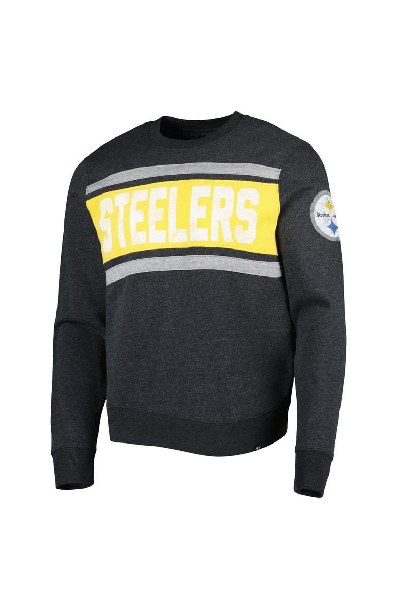 '47 Men's '47 Heathered Black Pittsburgh Steelers Bypass Tribeca Pullover Sweatshirt, Alternate, color,