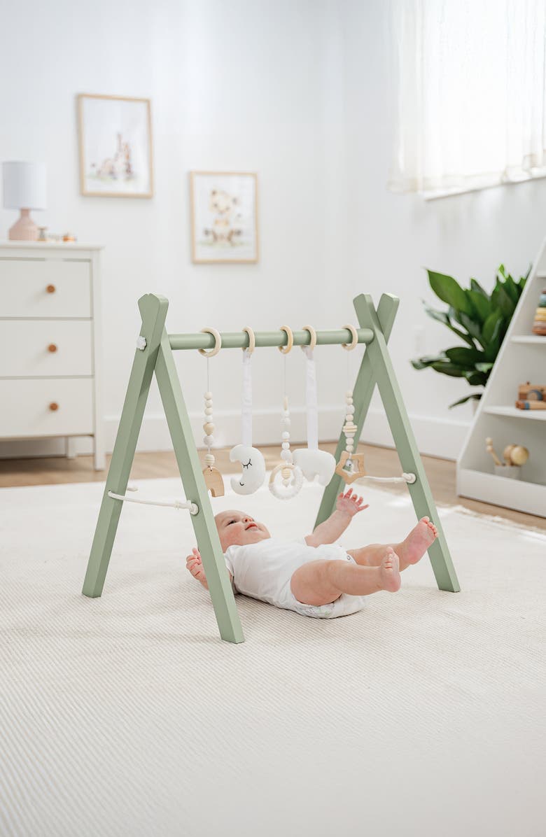 Comfy Cubs Wooden Baby Play Gym Set, Alternate, color, Sage