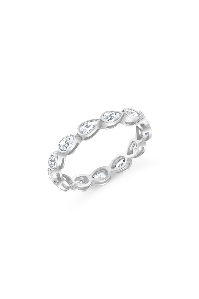 Pear-Cut Cubic Zirconia Eternity Band Ring, Main, color, PURE PLATINUM / CLEAR STONE