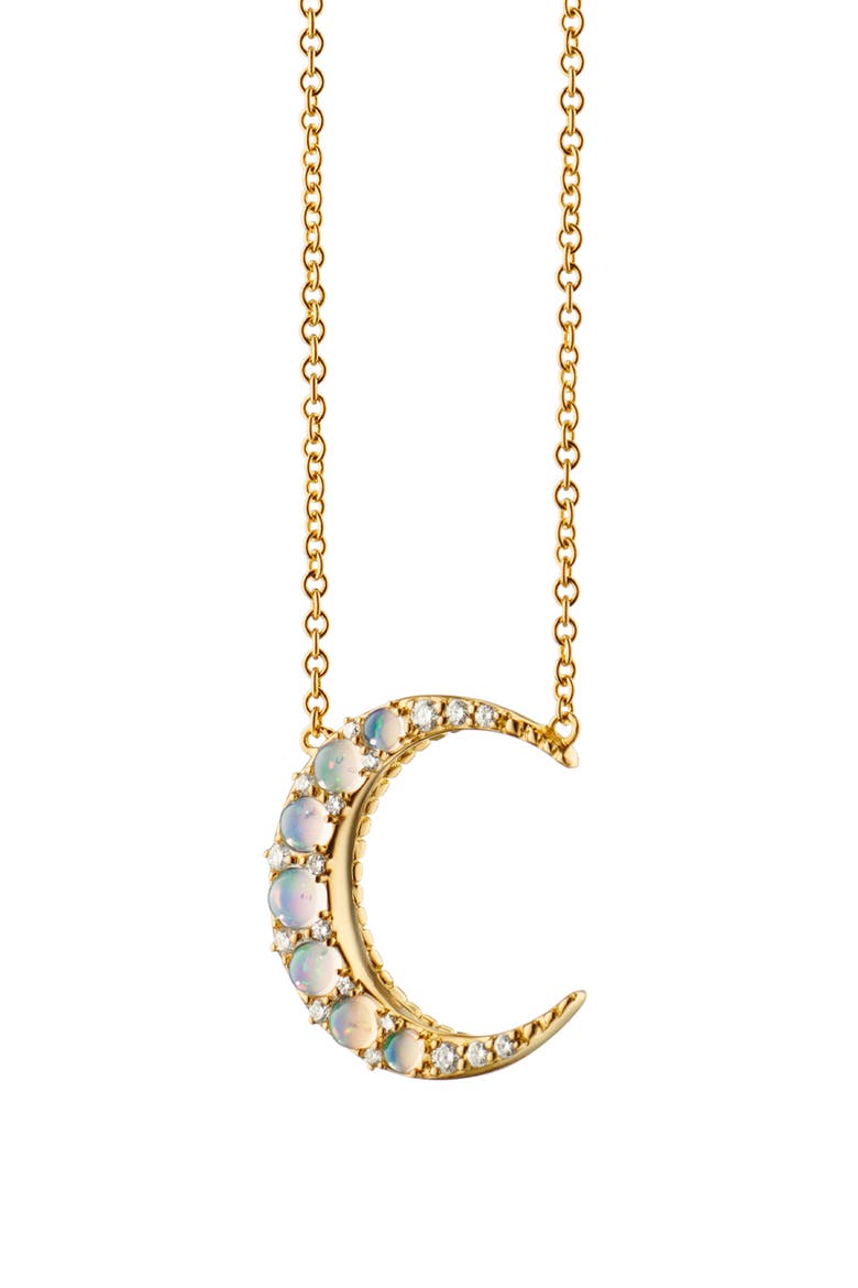 Mini Crescent Moon Pendant Necklace, Main, color, GOLD