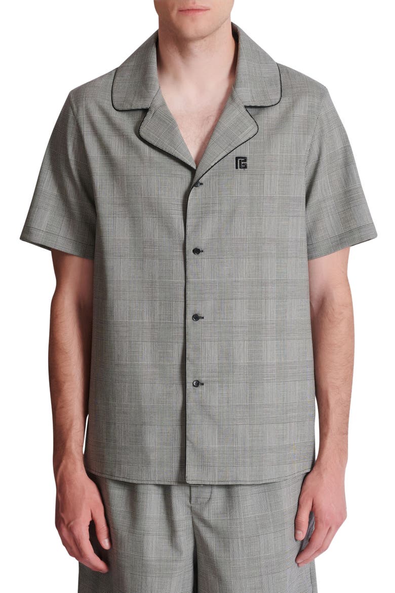Short-sleeved Prince of Wales shirt, Alternate, color, black