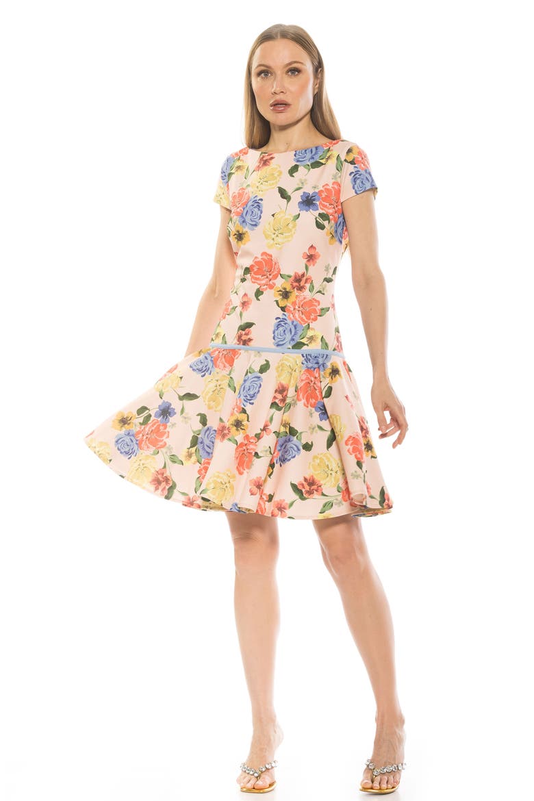 Drop Waist Dress, Alternate, color, SAND FLORAL