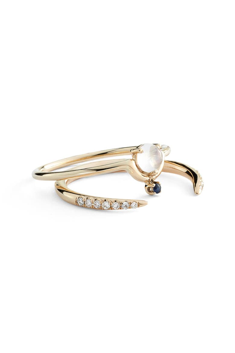 Nestled Moonstone & Sapphire Ring, Alternate, color, YELLOW GOLD
