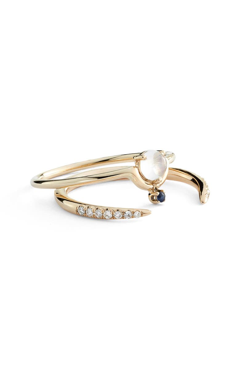 Wwake Nestled Moonstone & Sapphire Ring, Alternate, color,