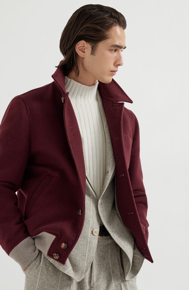 Brunello Cucinelli Shirt-style bomber jacket, Alternate, color, Burgundy